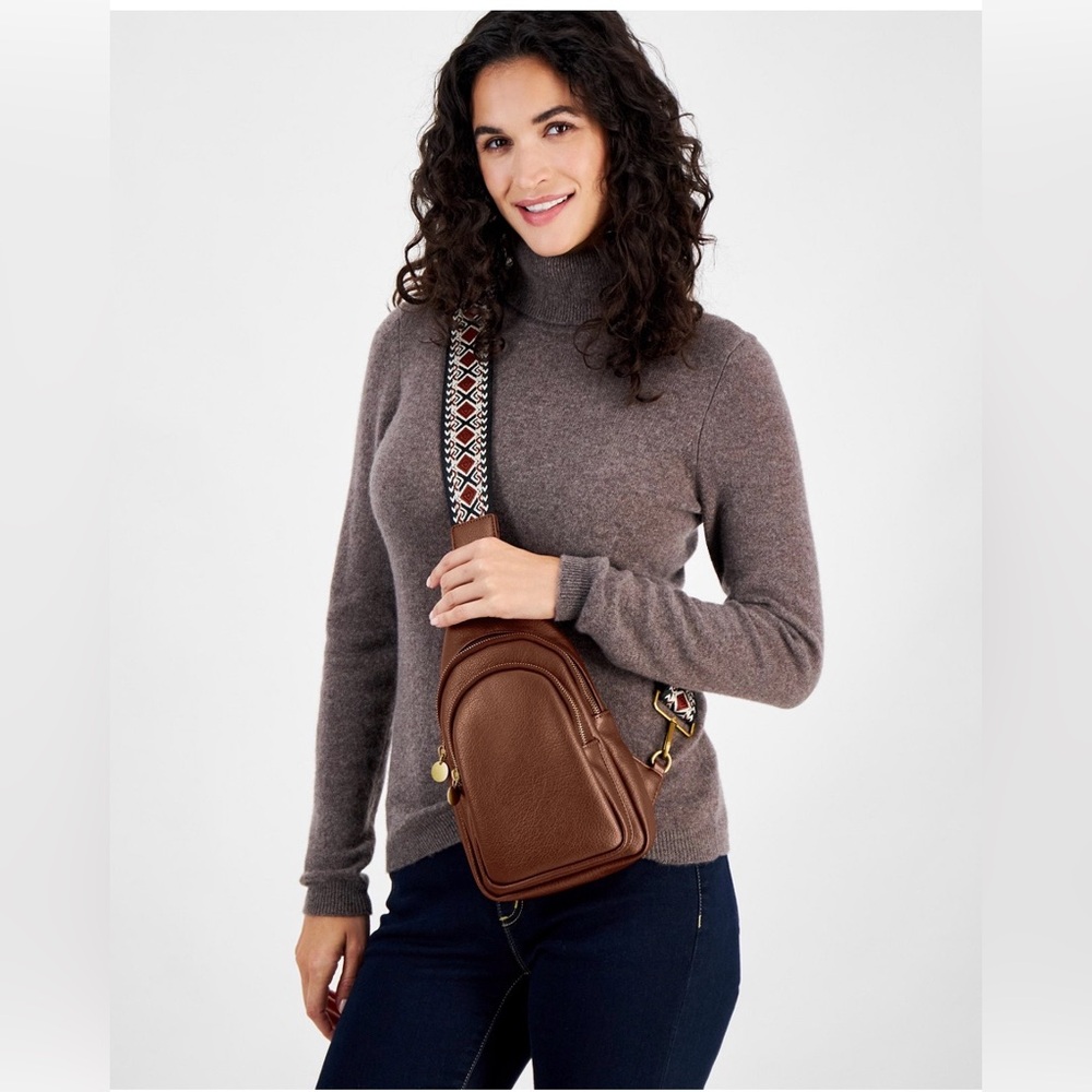 Style & Co. 🤎 Chestnut Sling Bag with Patterned Strap 🤎